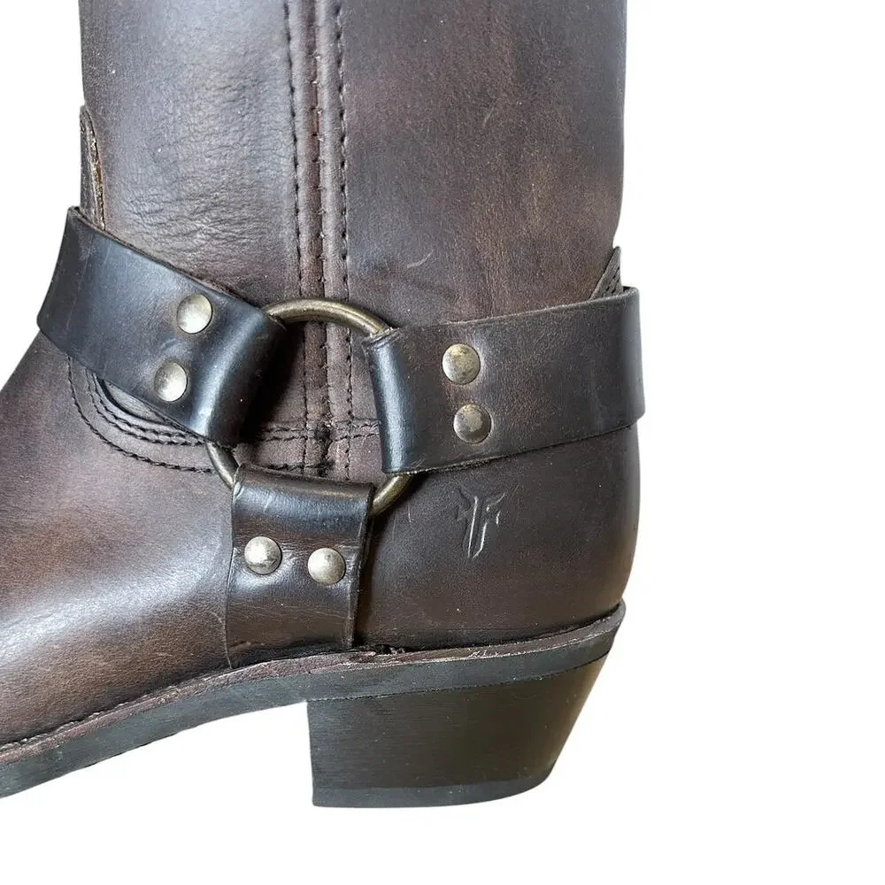 Frye Vintage Smoke Brown Harness Ankle Boots Y2K Size 9